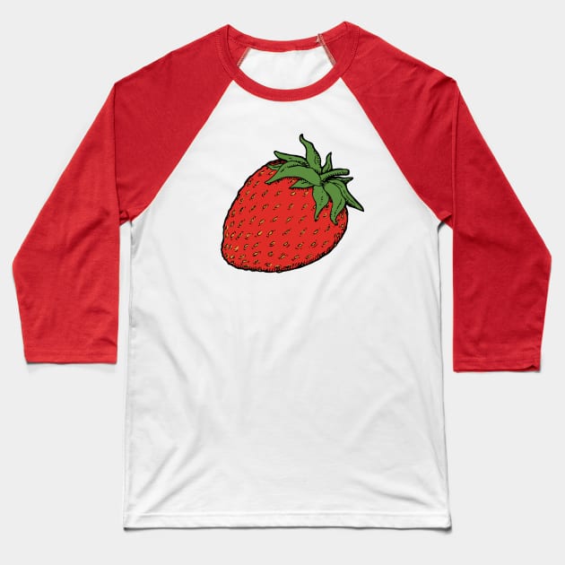 Plump and Red Strawberry Baseball T-Shirt by deancoledesign